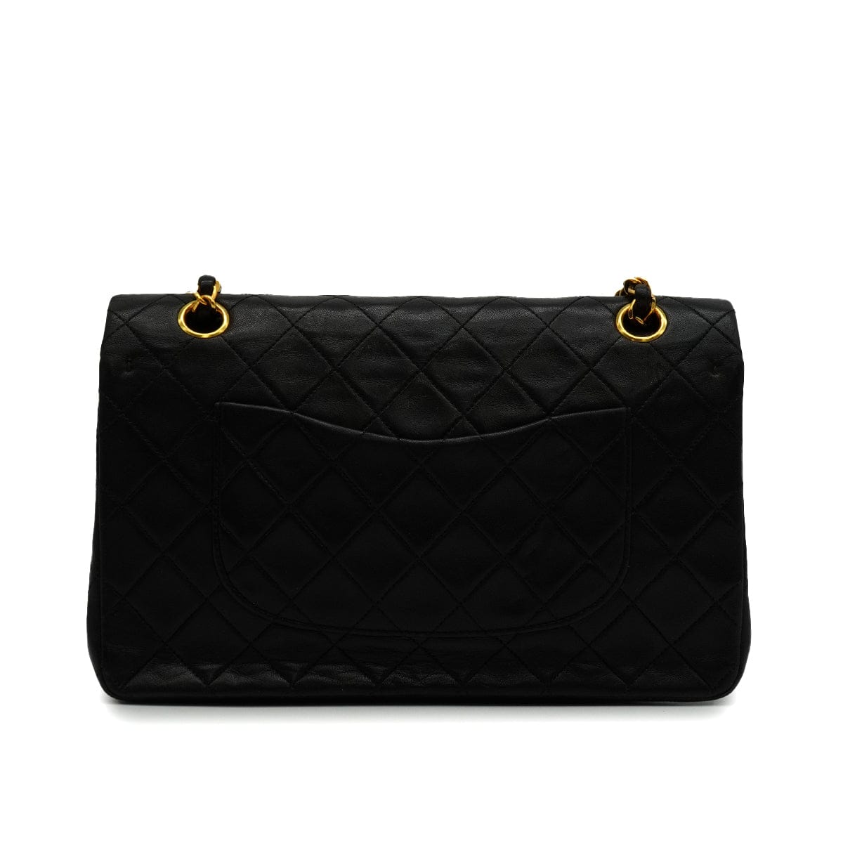 Luxury Promise Japan VINTAGE CHANEL CLASSIC FLAP MEDIUM CHAIN SHOULDER BAG BLACK LAMB SKIN GOLD HARDWARE 90347156