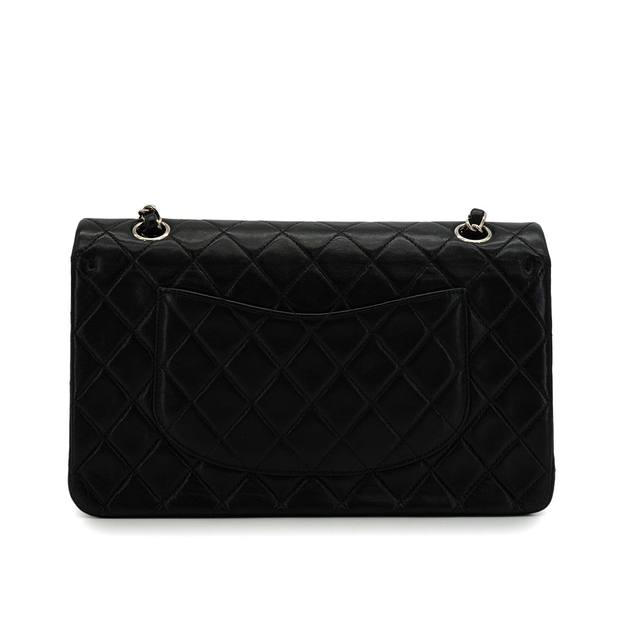 Luxury Promise Japan VINTAGE CHANEL CLASSIC FLAP MEDIUM CHAIN SHOULDER BAG BLACK LAMB SKIN SILVER HARDWARE 90344446