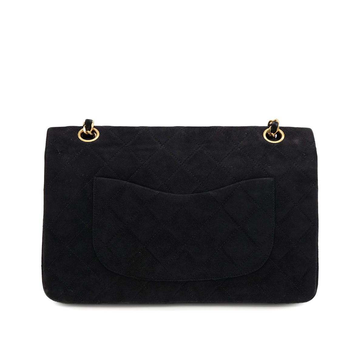 Luxury Promise Japan VINTAGE CHANEL CLASSIC FLAP MEDIUM CHAIN SHOULDER BAG BLACK SUEDE GOLD HARDWARE 90321627