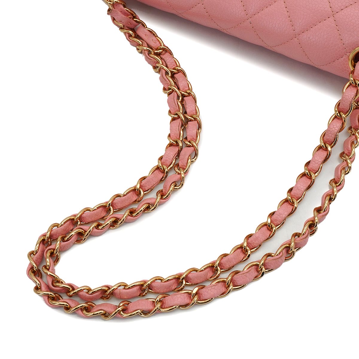 Luxury Promise Japan VINTAGE CHANEL CLASSIC FLAP MEDIUM CHAIN SHOULDER BAG PINK CAVIAR SKIN GOLD HARDWARE 90343614