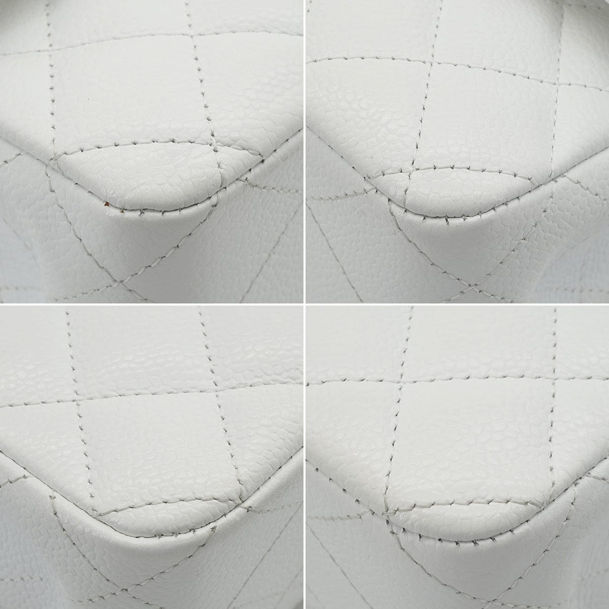 Luxury Promise Japan VINTAGE CHANEL CLASSIC FLAP MEDIUM CHAIN SHOULDER BAG WHITE CAVIR SKIN SILVER HARDWARE 90343863