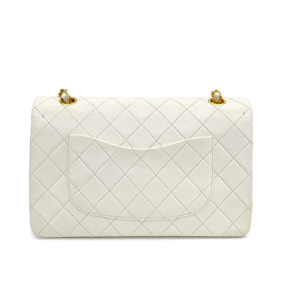 Luxury Promise Japan VINTAGE CHANEL CLASSIC FLAP MEDIUM CHAIN SHOULDER BAG WHITE LAMB SKIN GOLD HARDWARE 90309164