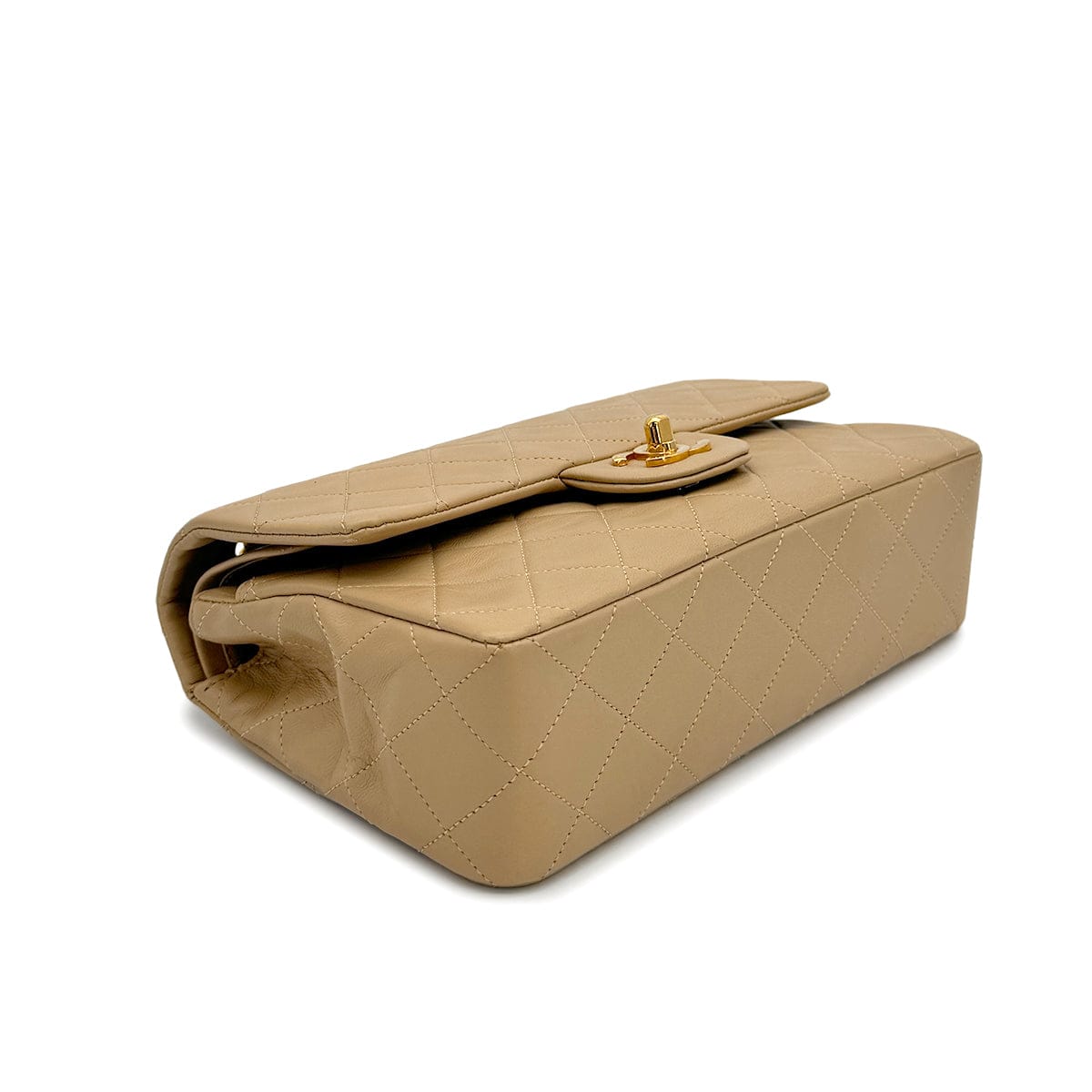 Luxury Promise Japan VINTAGE CHANEL CLASSIC FLAP SMALL CHAIN SHOULDER BAG BEIGE LAMB SKIN GOLD HARDWARE 90318627