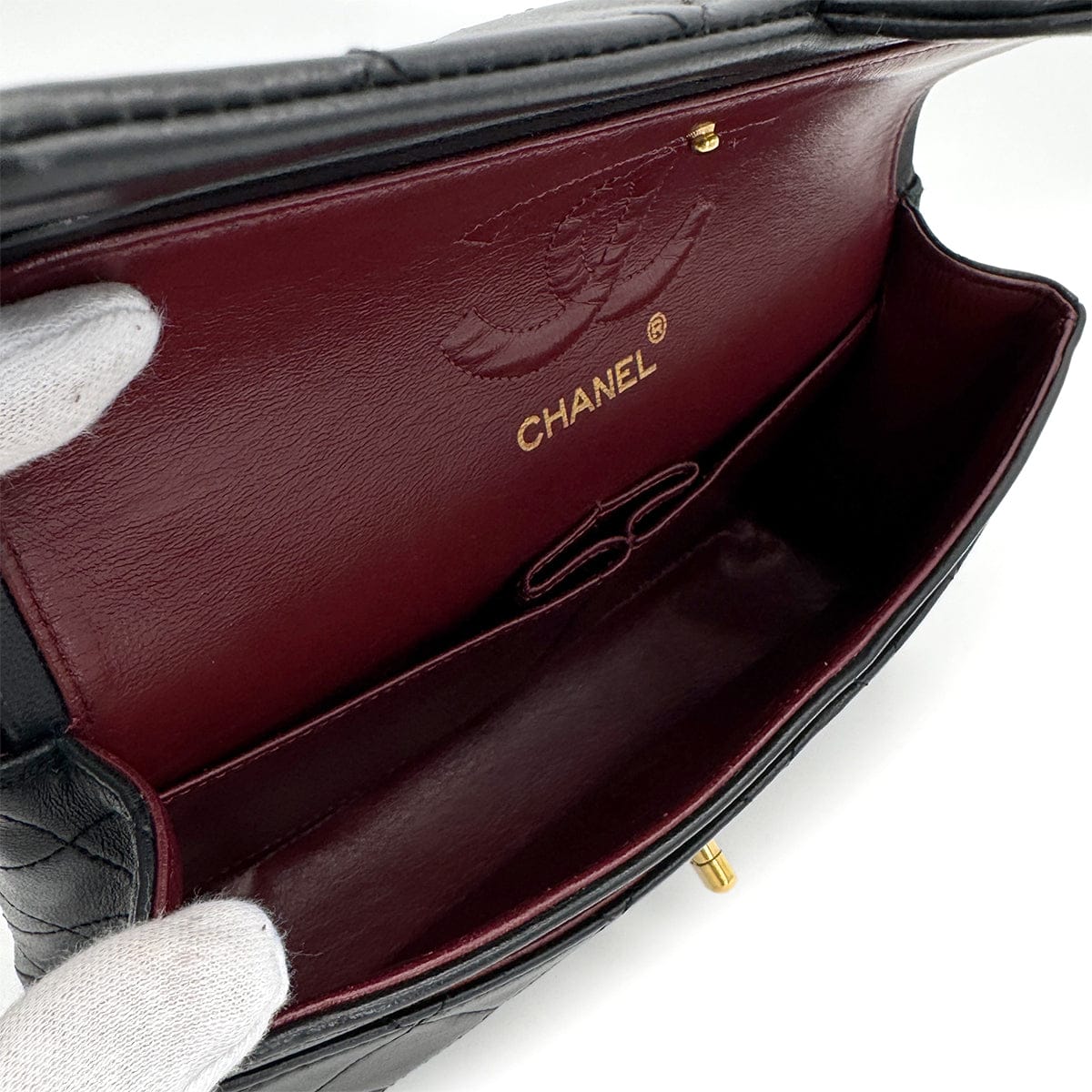 Luxury Promise Japan VINTAGE CHANEL CLASSIC FLAP SMALL CHAIN SHOULDER BAG BLACK LAMB SKIN GOLD HARDWARE 90317907
