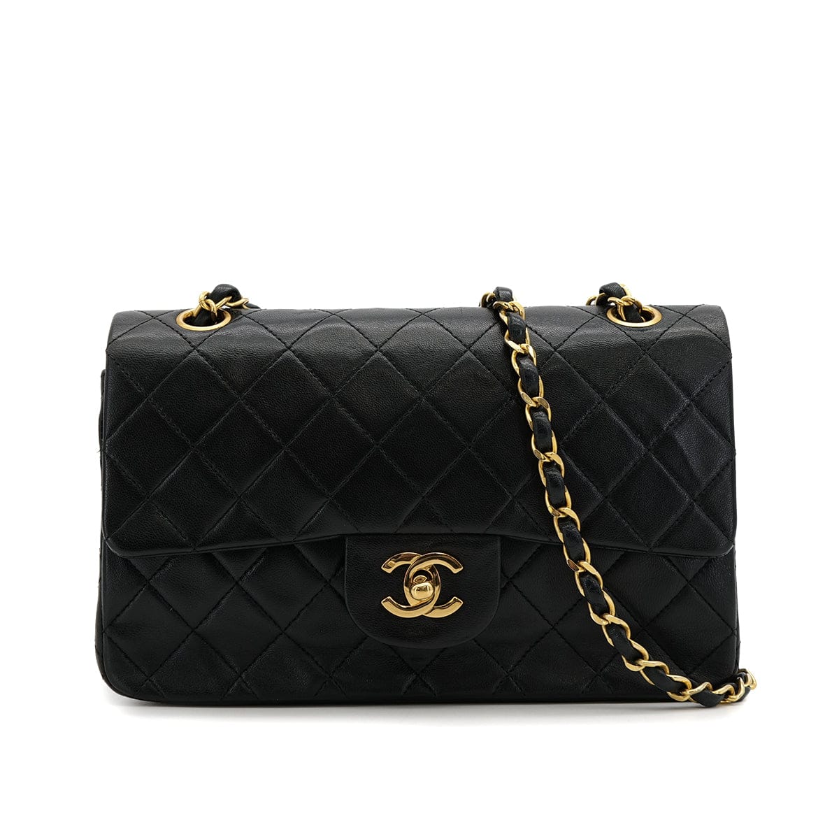 Luxury Promise Japan VINTAGE CHANEL CLASSIC FLAP SMALL CHAIN SHOULDER BAG BLACK LAMB SKIN GOLD HARDWARE 90317907