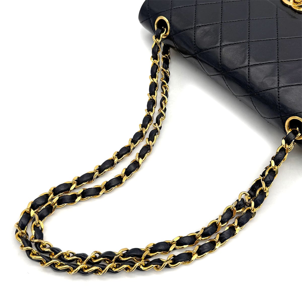 Luxury Promise Japan VINTAGE CHANEL CLASSIC FLAP SMALL CHAIN SHOULDER BAG BLACK LAMB SKIN GOLD HARDWARE 90317917