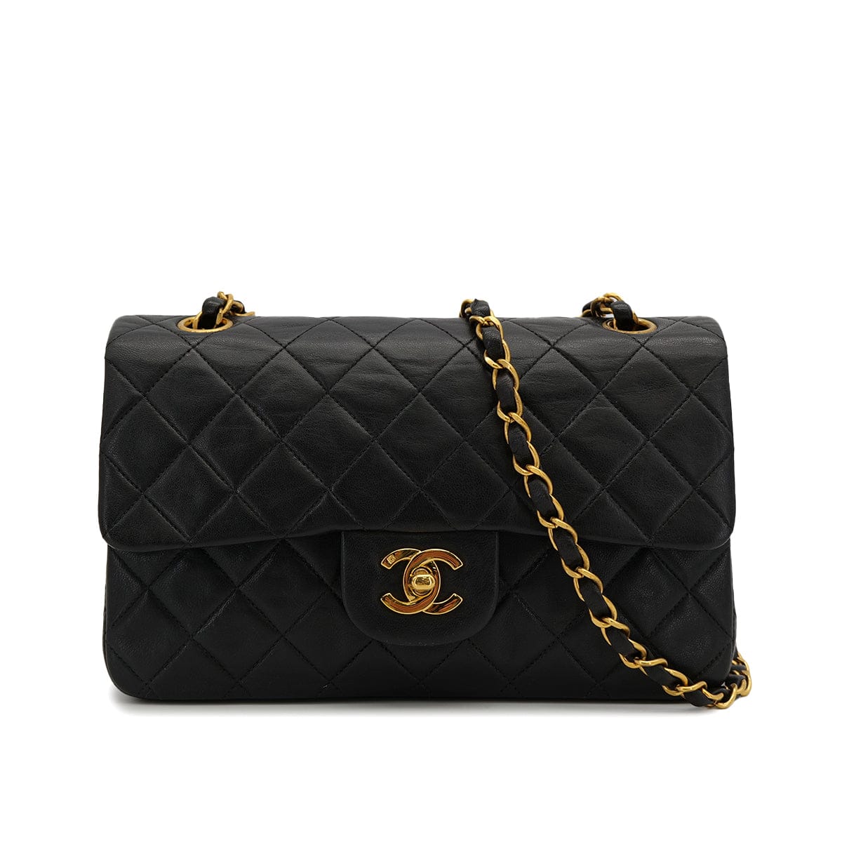 Luxury Promise Japan VINTAGE CHANEL CLASSIC FLAP SMALL CHAIN SHOULDER BAG BLACK LAMB SKIN GOLD HARDWARE 90323457