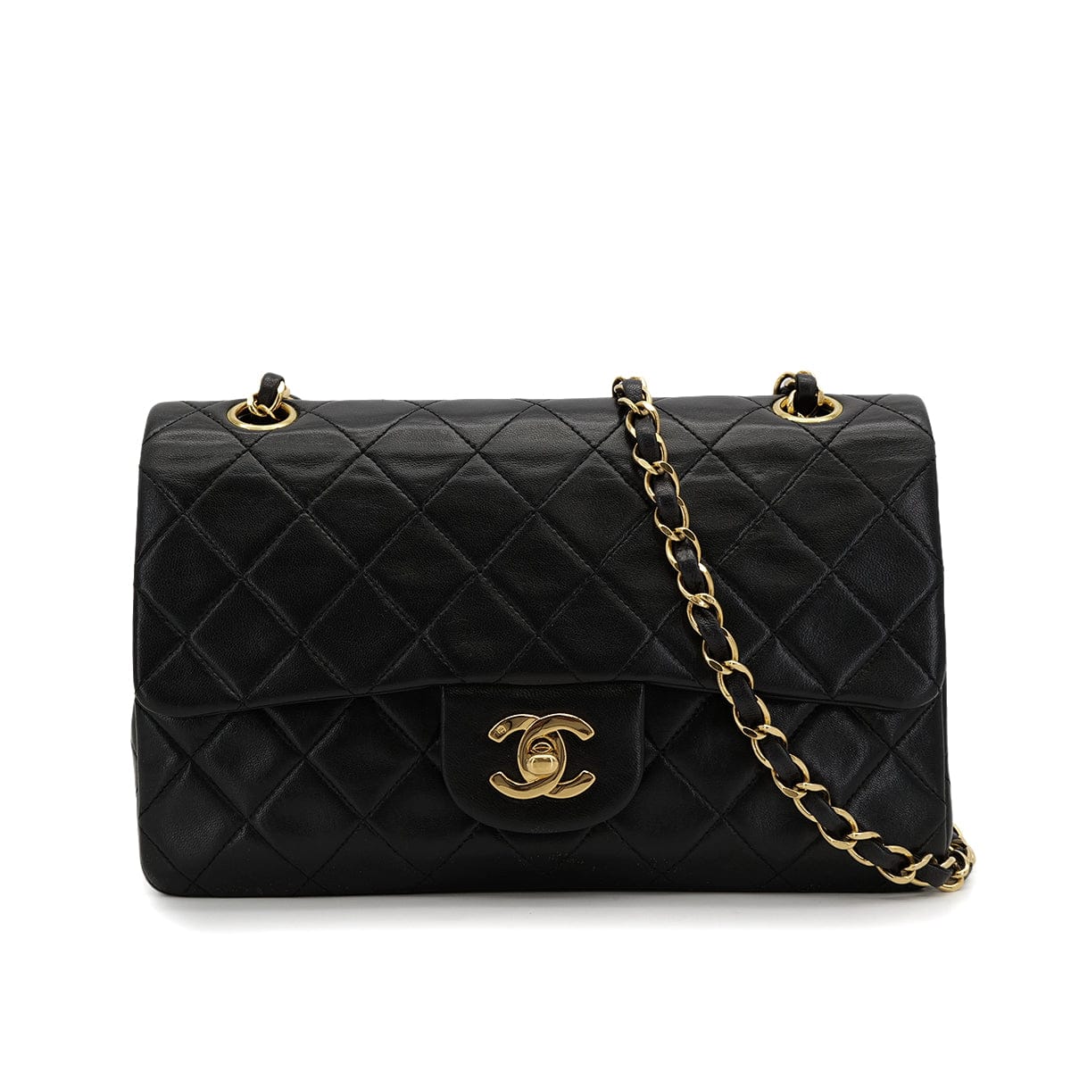 Luxury Promise Japan VINTAGE CHANEL CLASSIC FLAP SMALL CHAIN SHOULDER BAG BLACK LAMB SKIN GOLD HARDWARE 90323479
