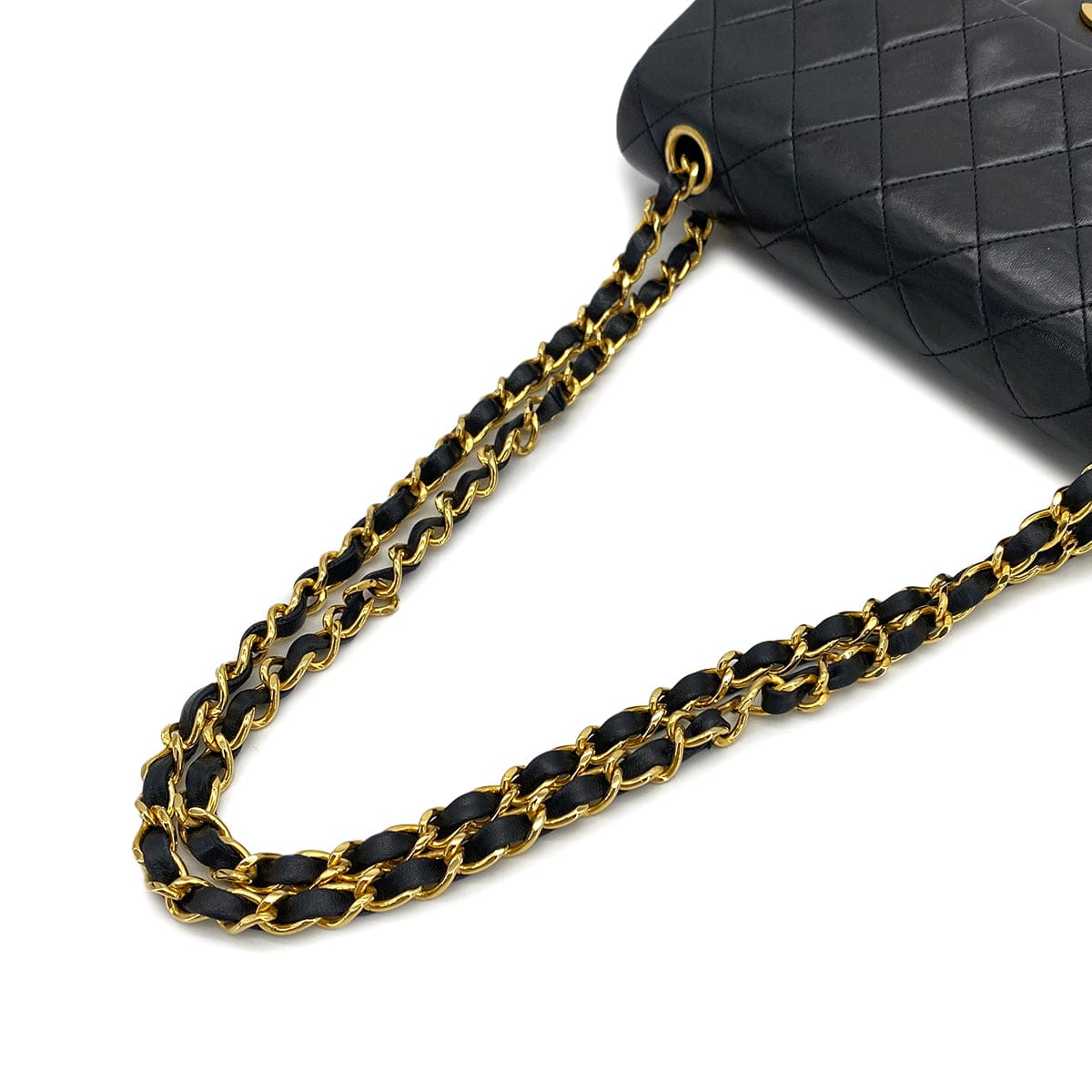 Luxury Promise Japan VINTAGE CHANEL CLASSIC FLAP SMALL CHAIN SHOULDER BAG BLACK LAMB SKIN GOLD HARDWARE 90324281
