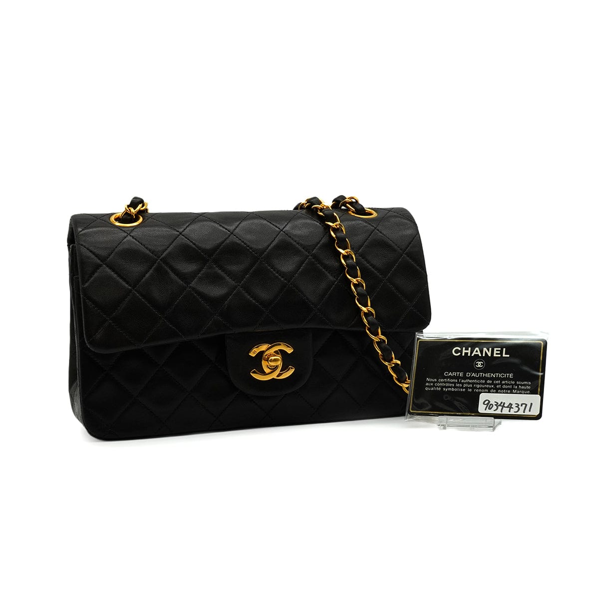 Luxury Promise Japan VINTAGE CHANEL CLASSIC FLAP SMALL CHAIN SHOULDER BAG BLACK LAMB SKIN GOLD HARDWARE 90344371