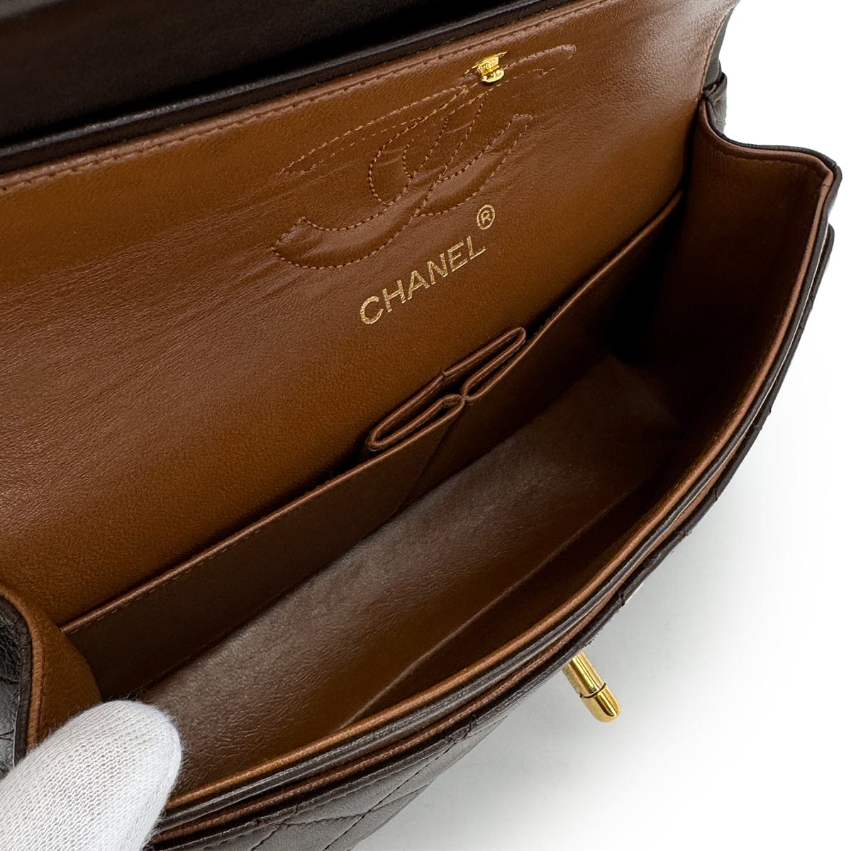 Luxury Promise Japan VINTAGE CHANEL CLASSIC FLAP SMALL CHAIN SHOULDER BAG BROWN LAMB SKIN GOLD HARDWARE 90322290