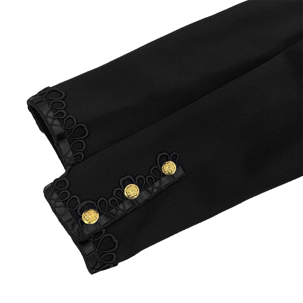 Luxury Promise Japan VINTAGE CHANEL COCO BUTTON FLOWER EMBROIDERY JACKET BLACK WOOL 40 RTW 90314892