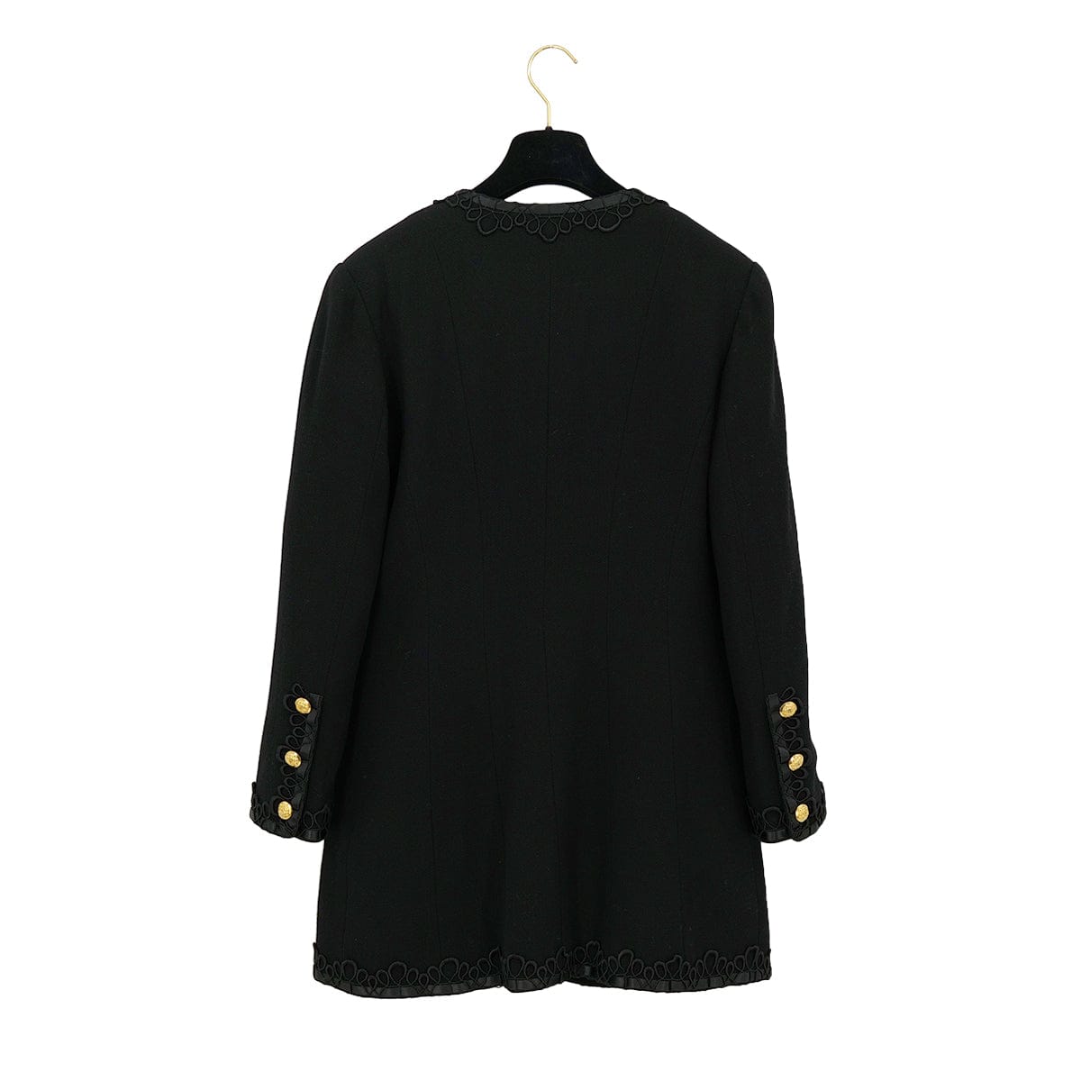 Luxury Promise Japan VINTAGE CHANEL COCO BUTTON FLOWER EMBROIDERY JACKET BLACK WOOL 40 RTW 90314892