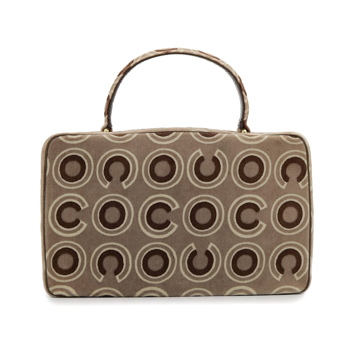 Luxury Promise Japan VINTAGE CHANEL COCO PATTERN HAND BAG BROWN VELOUR GOLD HARDWARE 90315884