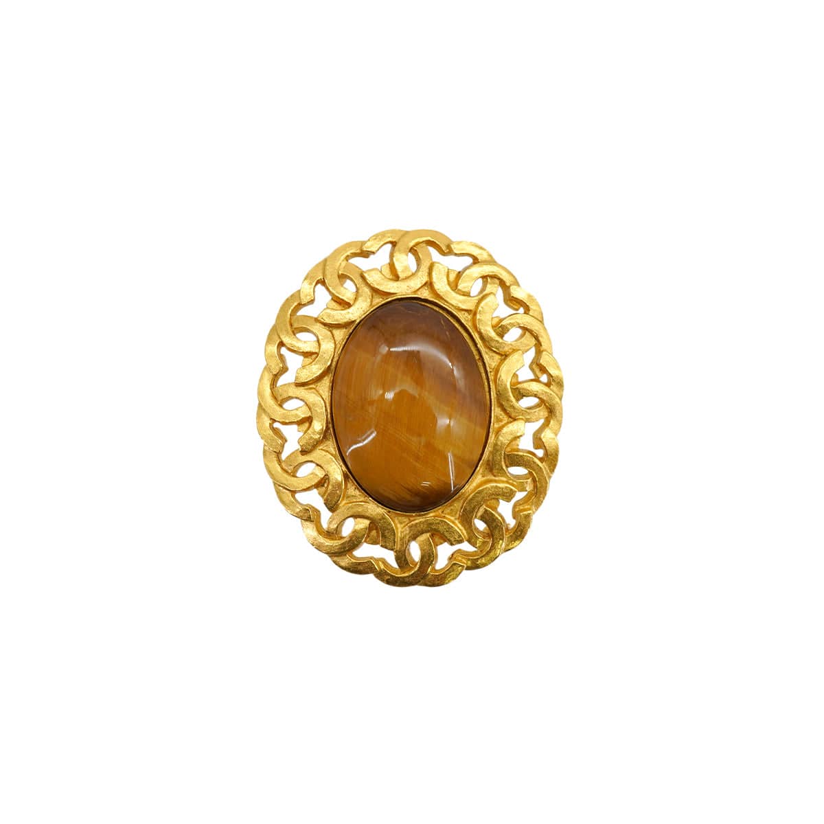 Luxury Promise Japan VINTAGE CHANEL COCOMARK BROOCH TIGER EYE GOLD ACCESSORY 95A 90335028