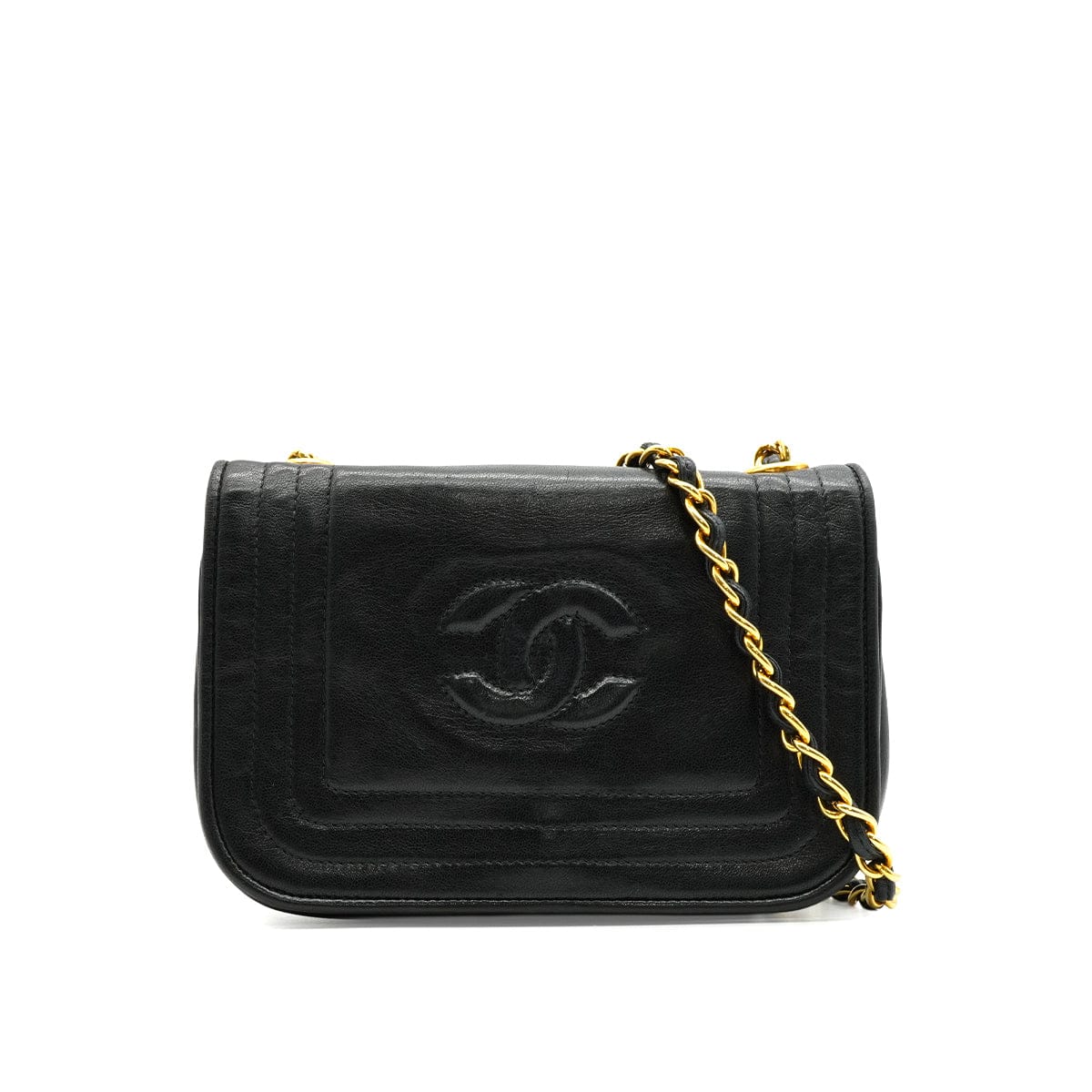 Luxury Promise Japan VINTAGE CHANEL COCOMARK CHAIN SHOULDER BAG BLACK LAMB SKIN GOLD HARDWARE 90343020