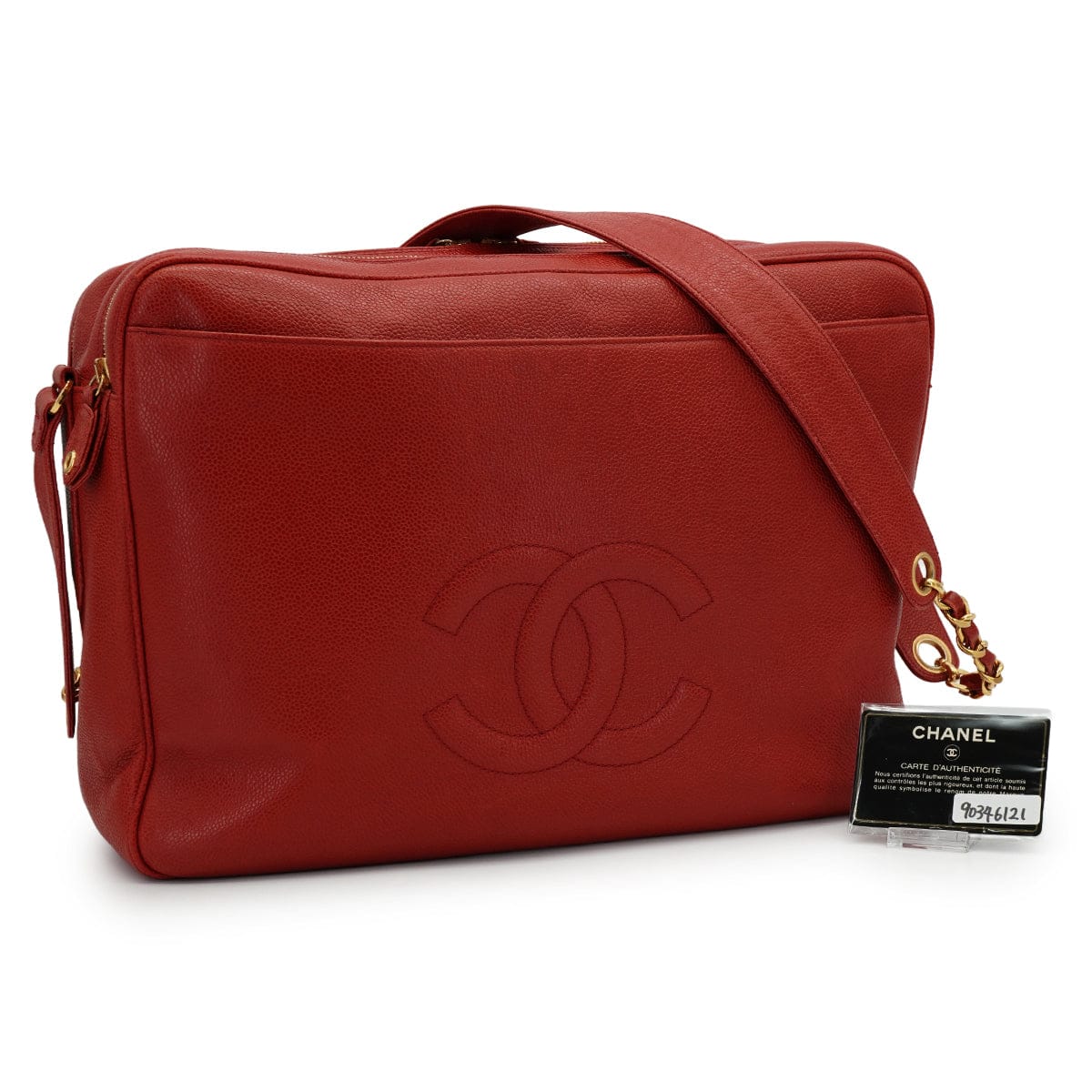 Luxury Promise Japan VINTAGE CHANEL COCOMARK CHAIN SHOULDER BAG RED CAVIAR SKIN GOLD HARDWARE 90346121