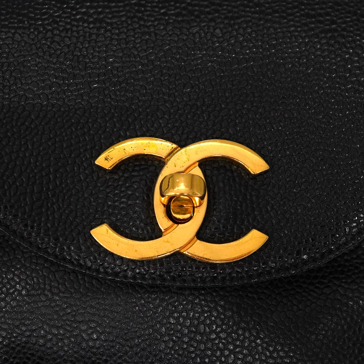 VINTAGE CHANEL COCOMARK CHAIN SHUOLDER BAG BLACK CAVIAR SKIN GOLD HARDWARE 90346143