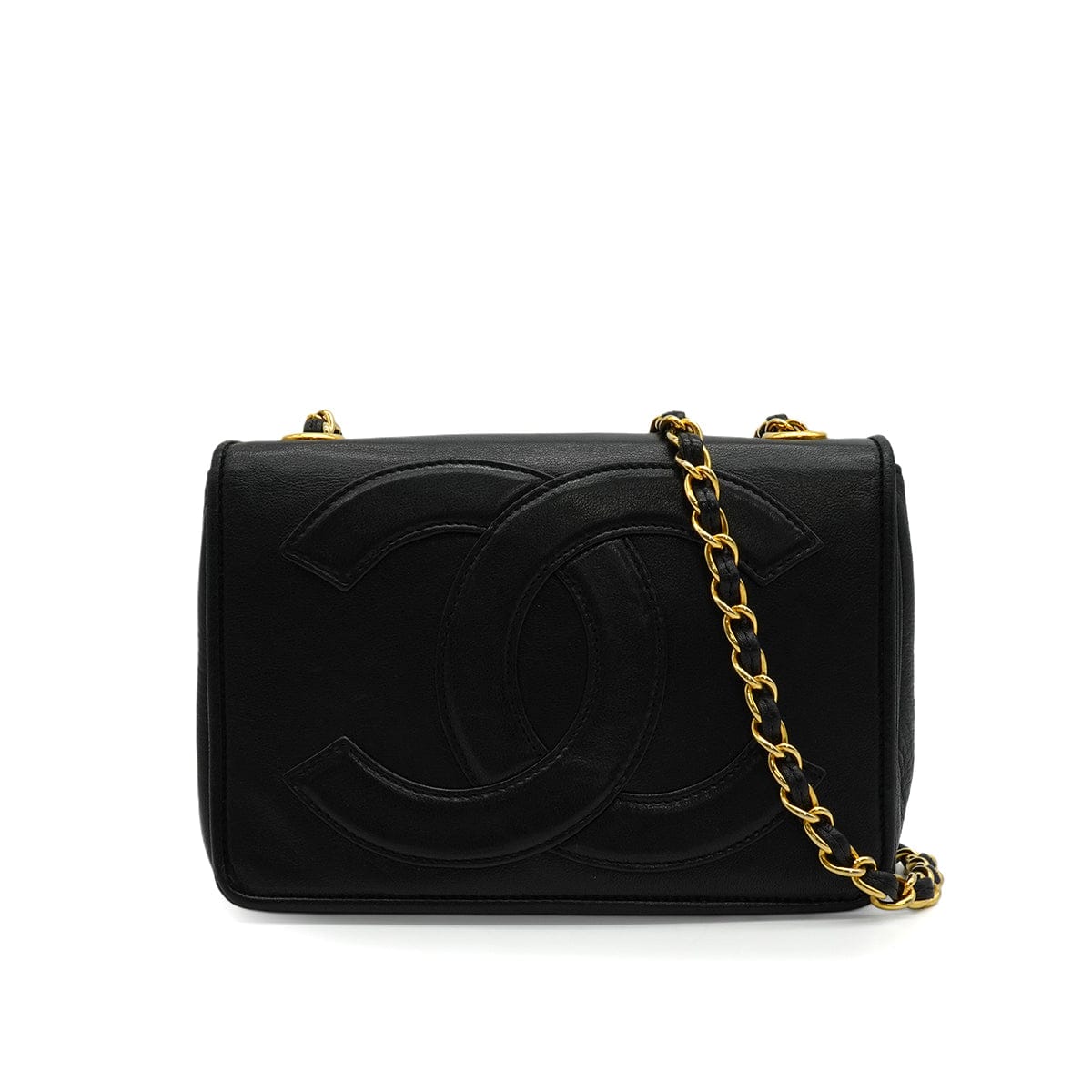 Luxury Promise Japan VINTAGE CHANEL COCOMARK CHAIN SHUOLDER BAG BLACK LAMB SKIN GOLD HARDWARE 90344063