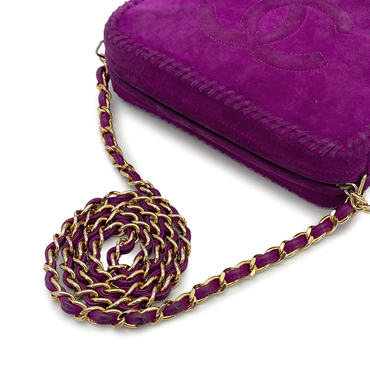 Luxury Promise Japan VINTAGE CHANEL COCOMARK FRINGE CHAIN SHUOLDER BAG PURPLE SUEDE GOLD HARDWARE 90327394