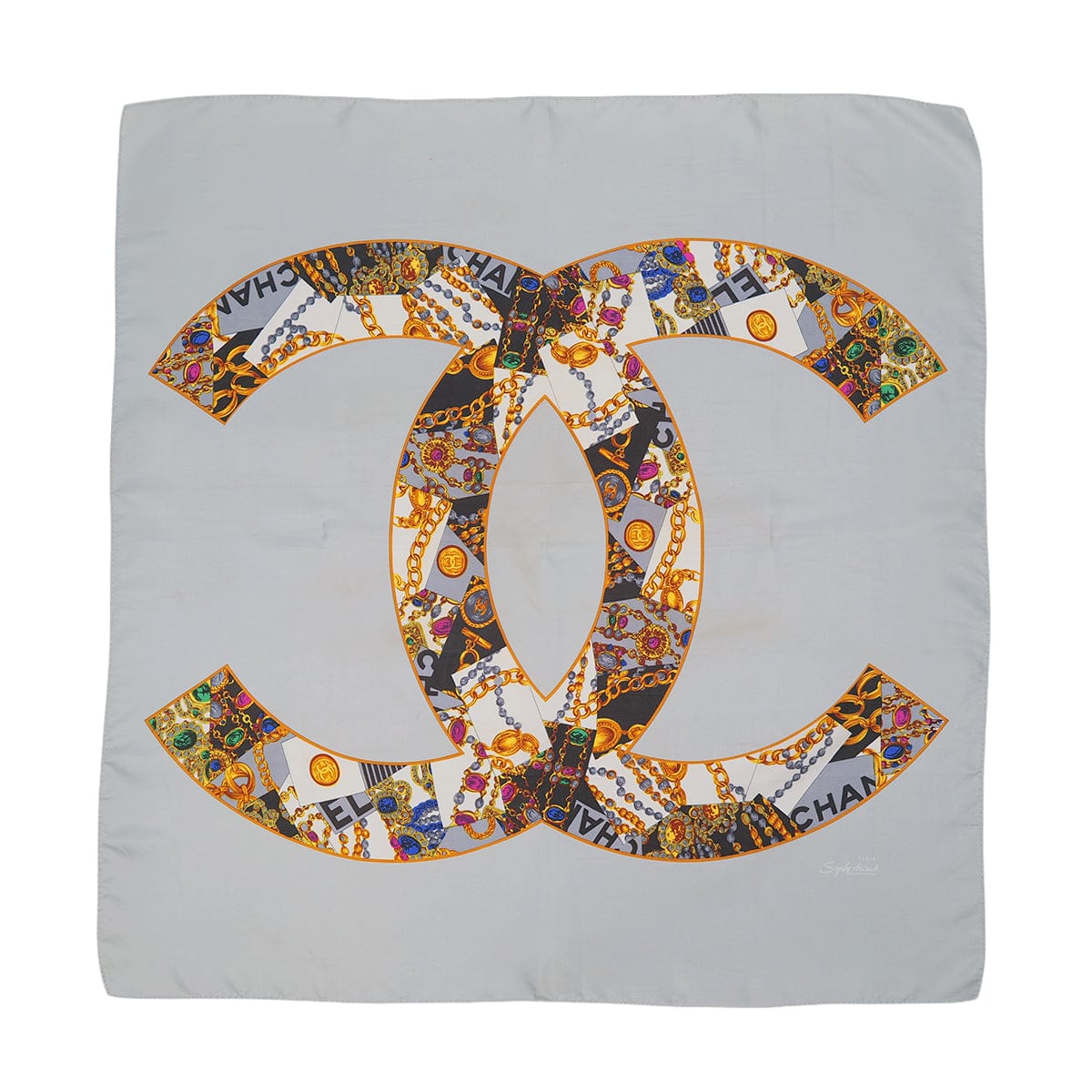 Luxury Promise Japan VINTAGE CHANEL COCOMARK JEWELRY PATTERN SCARF MULTICOLOR SILK 90323158