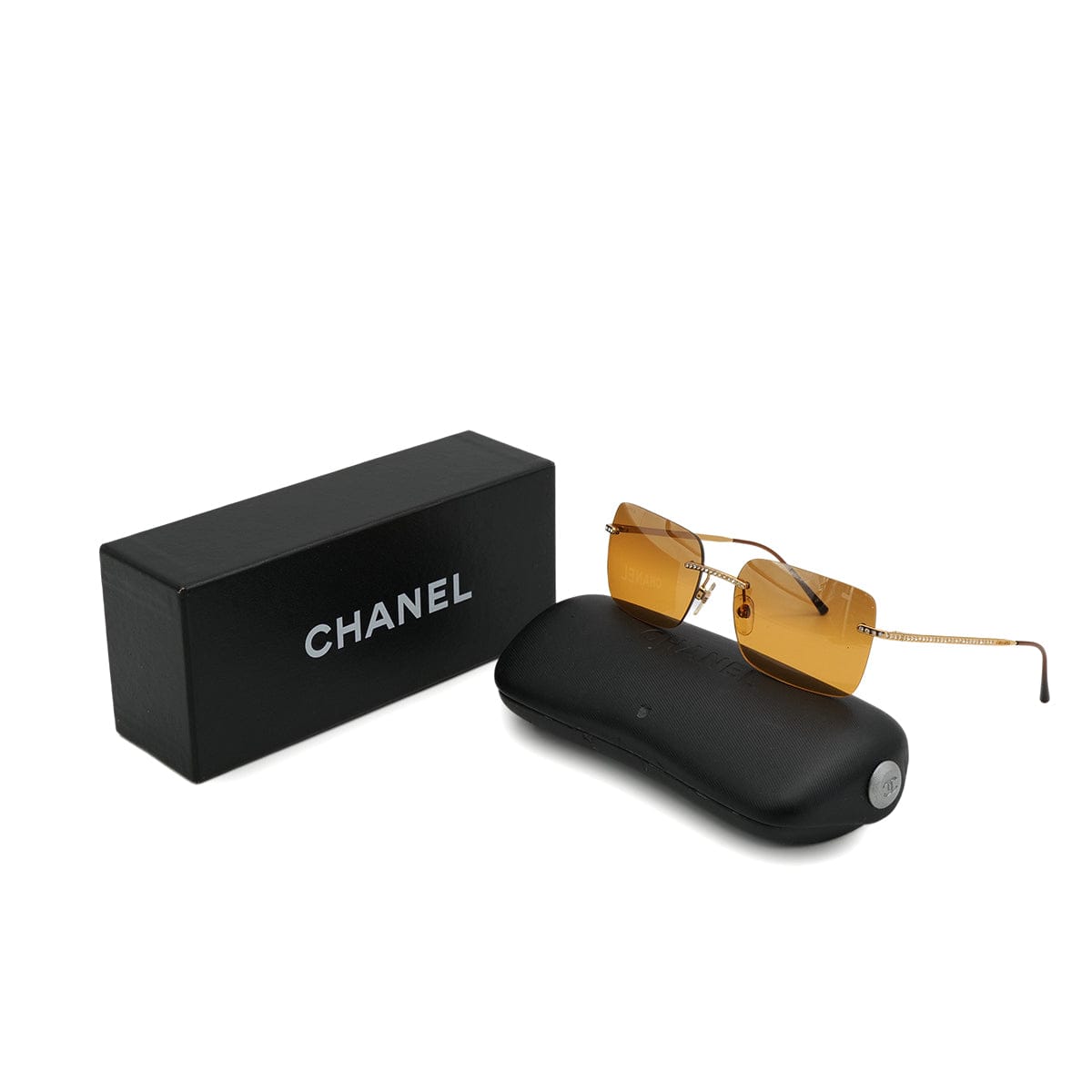 Luxury Promise Japan VINTAGE CHANEL COCOMARK LOGO RHINESTONE SUNGLASSES ORANGE EYEWEAR 90323180