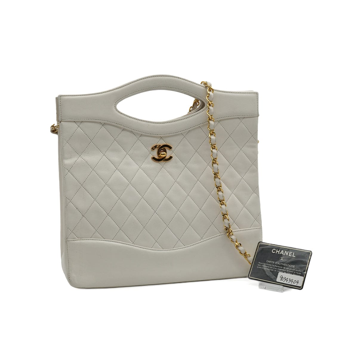 Luxury Promise Japan VINTAGE CHANEL COCOMARK MATELASSE CHAIN SHOULDER HAND BAG WHITE LAMB SKIN GOLD HARDWARE 90343404