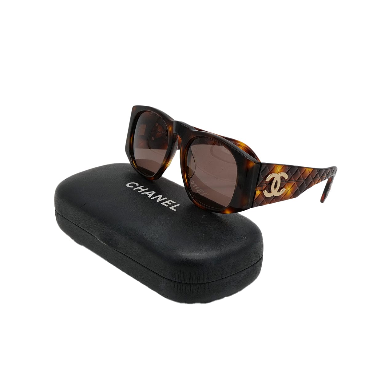 Luxury Promise Japan VINTAGE CHANEL COCOMARK MATELASSE SUNGLASSES TORTOISESHELL BROWN EYEWEAR 90322163