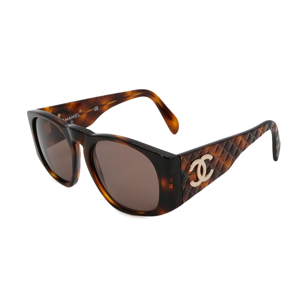 Luxury Promise Japan VINTAGE CHANEL COCOMARK MATELASSE SUNGLASSES TORTOISESHELL BROWN EYEWEAR 90324117