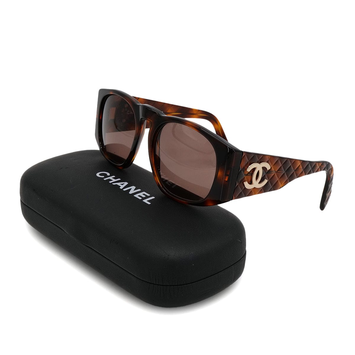Luxury Promise Japan VINTAGE CHANEL COCOMARK MATELASSE SUNGLASSES TORTOISESHELL BROWN EYEWEAR 90324117