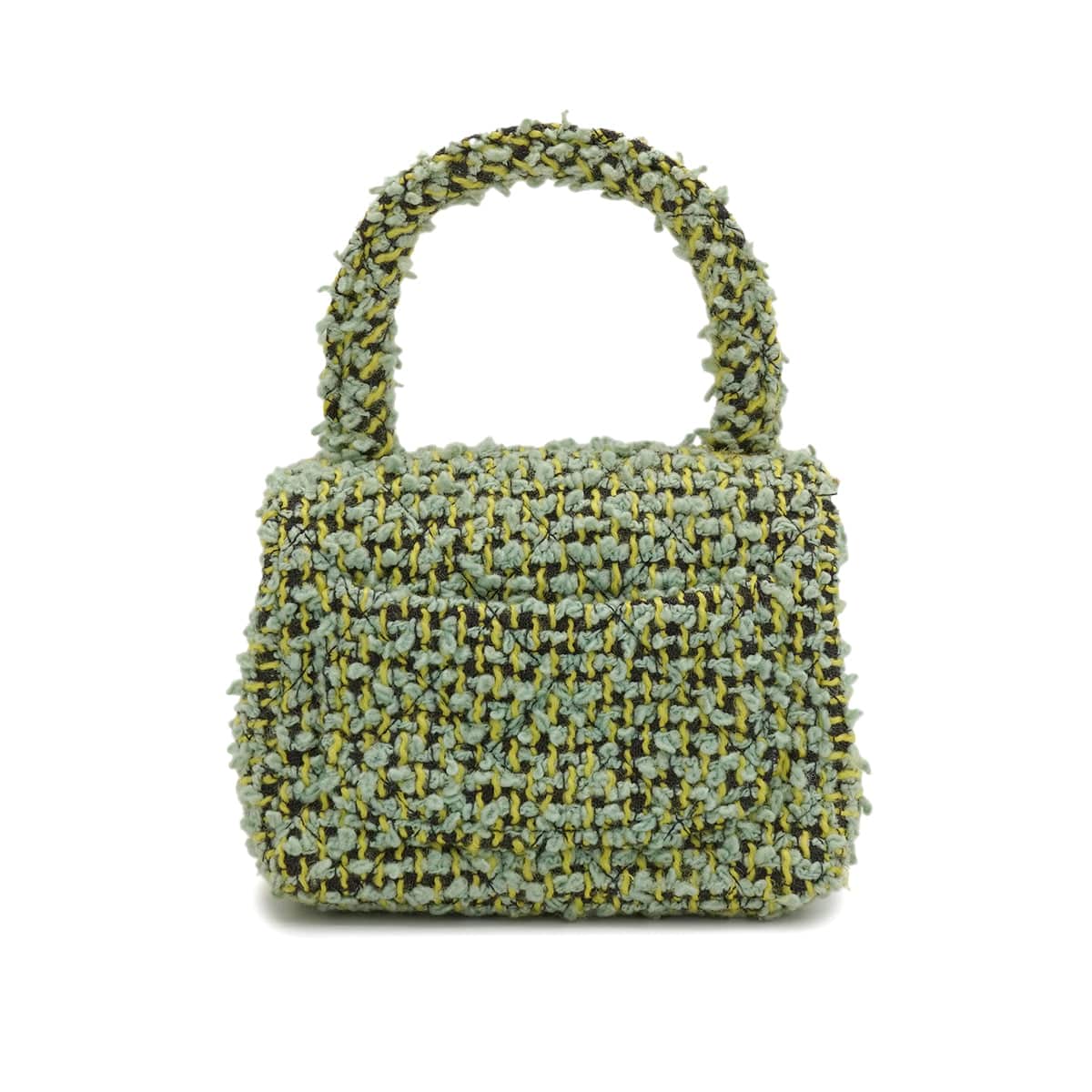 Luxury Promise Japan VINTAGE CHANEL COCOMARK PARENT-CHILD HAND BAG GREEN TWEED GOLD HARDWARE 90344362