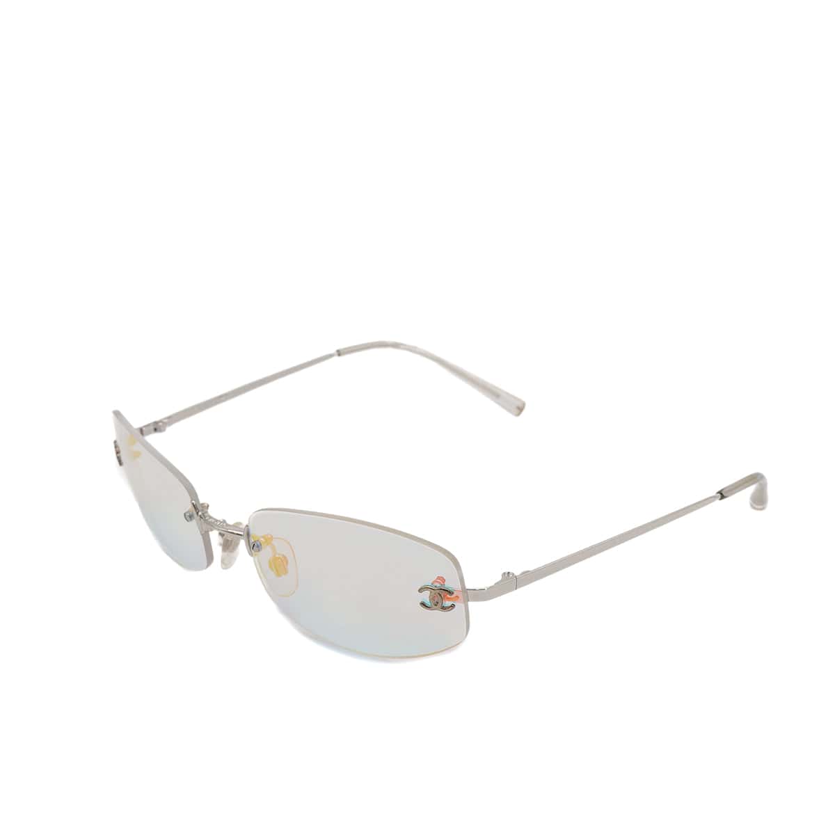 Luxury Promise Japan VINTAGE CHANEL COCOMARK RIMLESS SUNGLASSES SILVER EYEWEAR 90323181