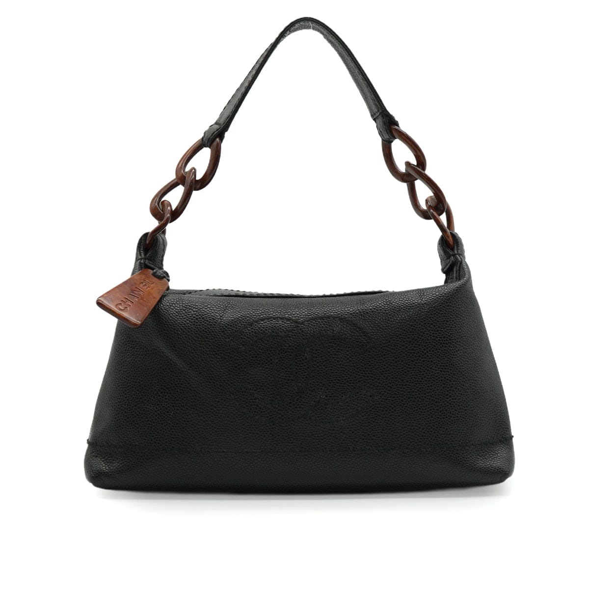 Luxury Promise Japan VINTAGE CHANEL COCOMARK SHUOLDER BAG BLACK TORTOISESHELL CAVIAR SKIN PLASTIC HARDWARE 90346124