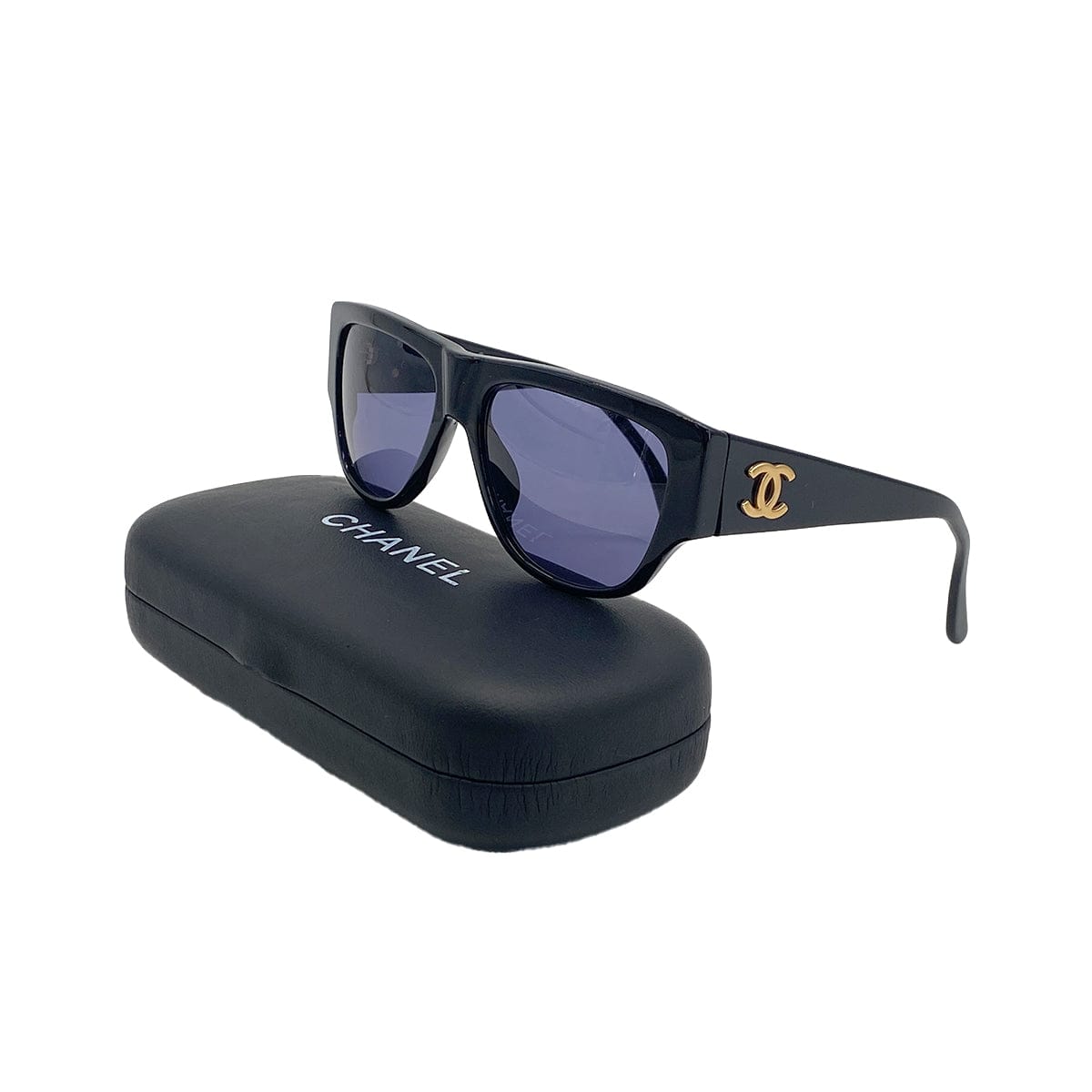 Luxury Promise Japan VINTAGE CHANEL COCOMARK SUNGLASSES BLACK EYEWEAR 90321758