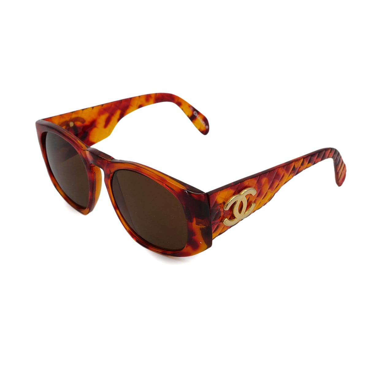 Luxury Promise Japan VINTAGE CHANEL COCOMARK SUNGLASSES MATELASSE TORTOISESHELL BROWN EYEWEAR 90325281