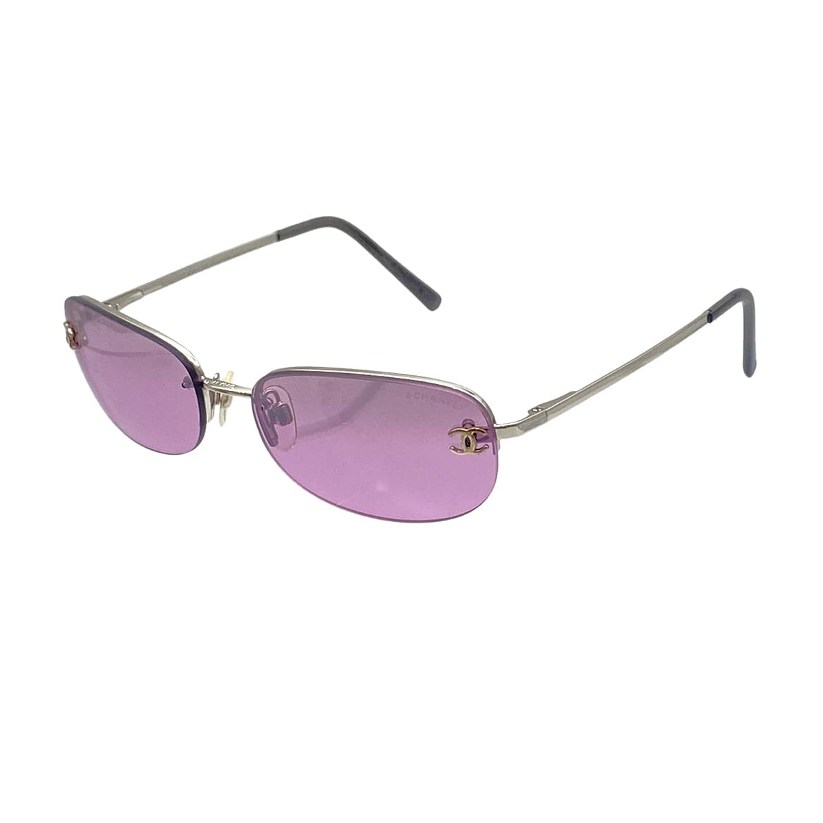Luxury Promise Japan VINTAGE CHANEL COCOMARK SUNGLASSES SILVER EYEWEAR 90325279