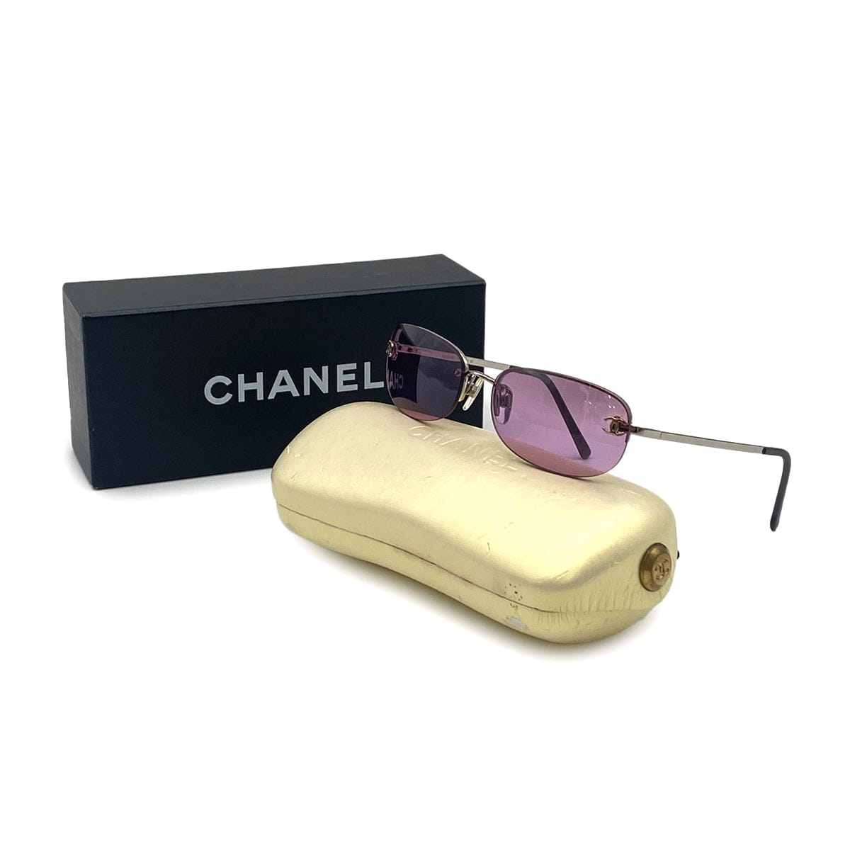 Luxury Promise Japan VINTAGE CHANEL COCOMARK SUNGLASSES SILVER EYEWEAR 90325279