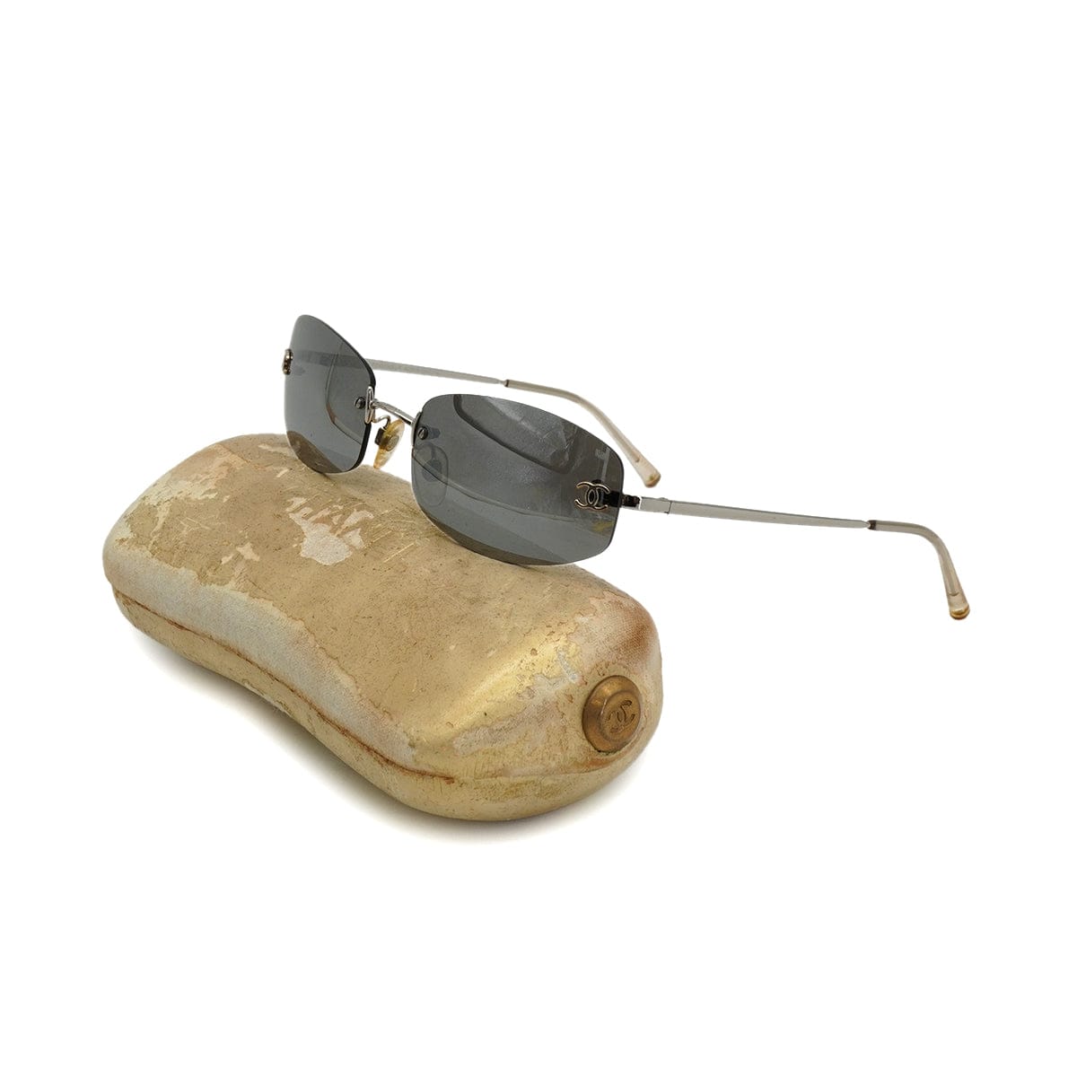 Luxury Promise Japan VINTAGE CHANEL COCOMARK SUNGLASSES SILVER EYEWEAR 90328706