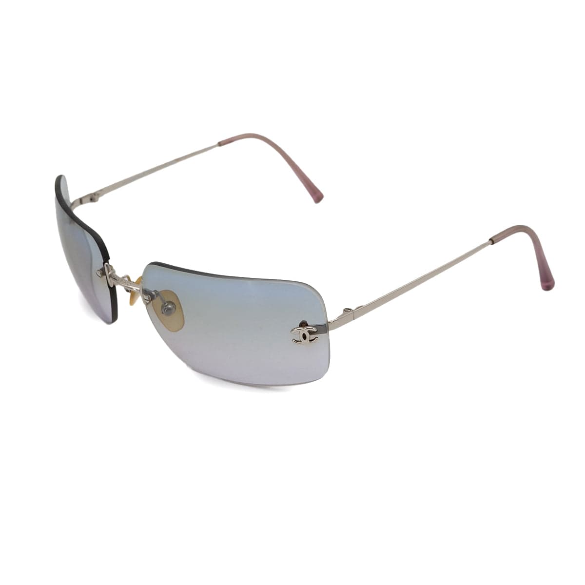 Luxury Promise Japan VINTAGE CHANEL COCOMARK SUNGLASSES SILVER PINK EYEWEAR 90325283