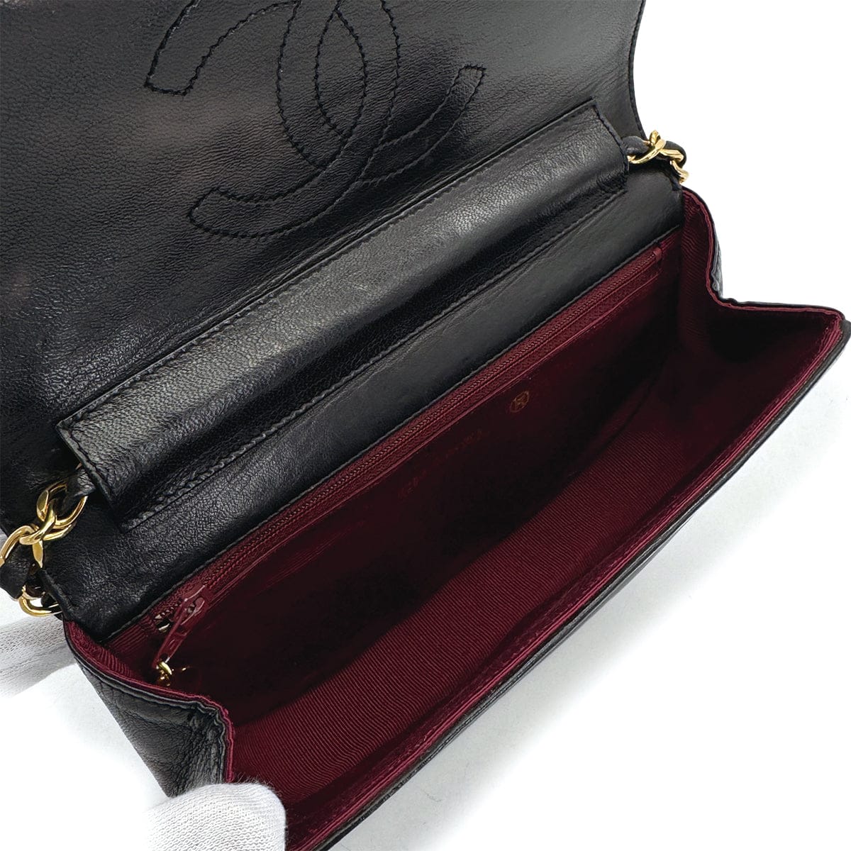 Luxury Promise Japan VINTAGE CHANEL COCOMARK WAVE STITCH CHAIN SHOULDER BAG BLACK LAMB SKIN GOLD HARDWARE 90315870