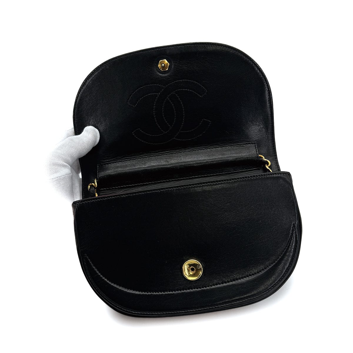 Luxury Promise Japan VINTAGE CHANEL COCOMARK WAVE STITCH CHAIN SHOULDER BAG BLACK LAMB SKIN GOLD HARDWARE 90315870