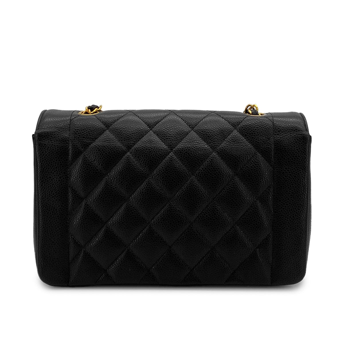 Luxury Promise Japan VINTAGE CHANEL DIANA MEDIUM CHAIN SHOULDER BAG BLACK CAVIAR SKIN GOLD HARDWARE 90317188
