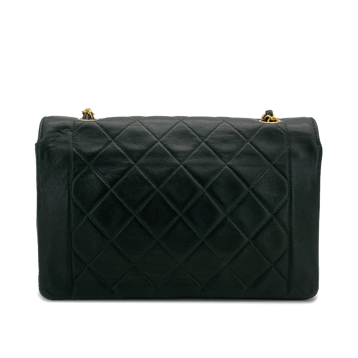 Luxury Promise Japan VINTAGE CHANEL DIANA MEDIUM CHAIN SHOULDER BAG DARK GREEN LAMB SKIN GOLD HARDWARE 90323198