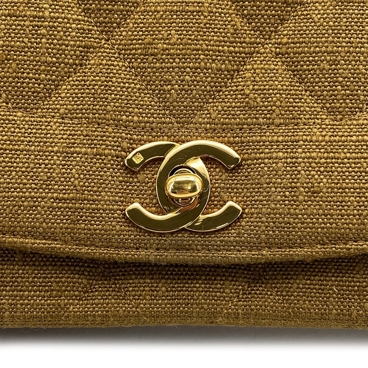 Luxury Promise Japan VINTAGE CHANEL DIANA MEDIUM CHAIN SHOULDER BAG KAHKI CANVAS GOLD HARDWARE 90324834