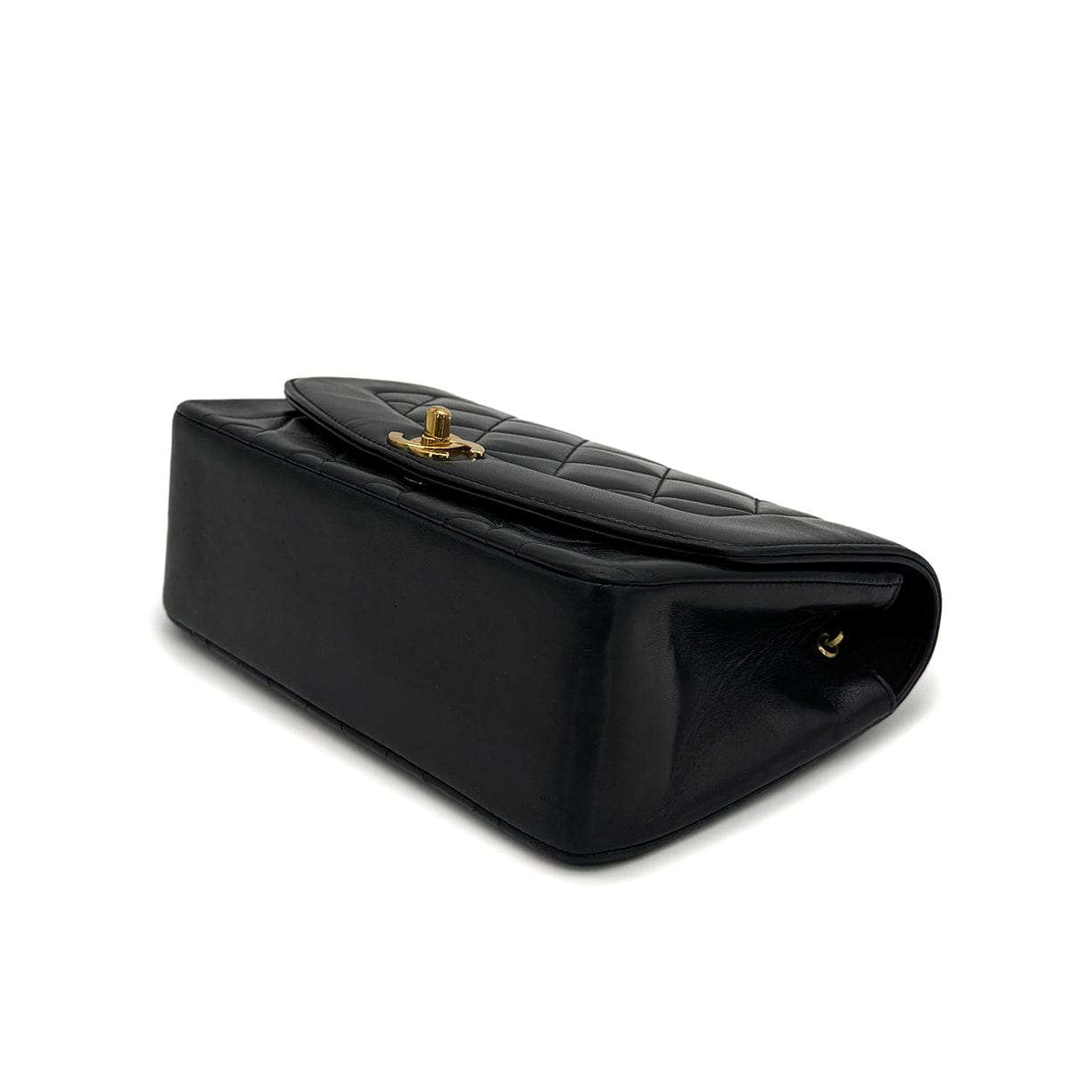 Luxury Promise Japan VINTAGE CHANEL DIANA SMALL CHAIN SHOULDER BAG BLACK LAMB SKIN GOLD HARDWARE 90318631