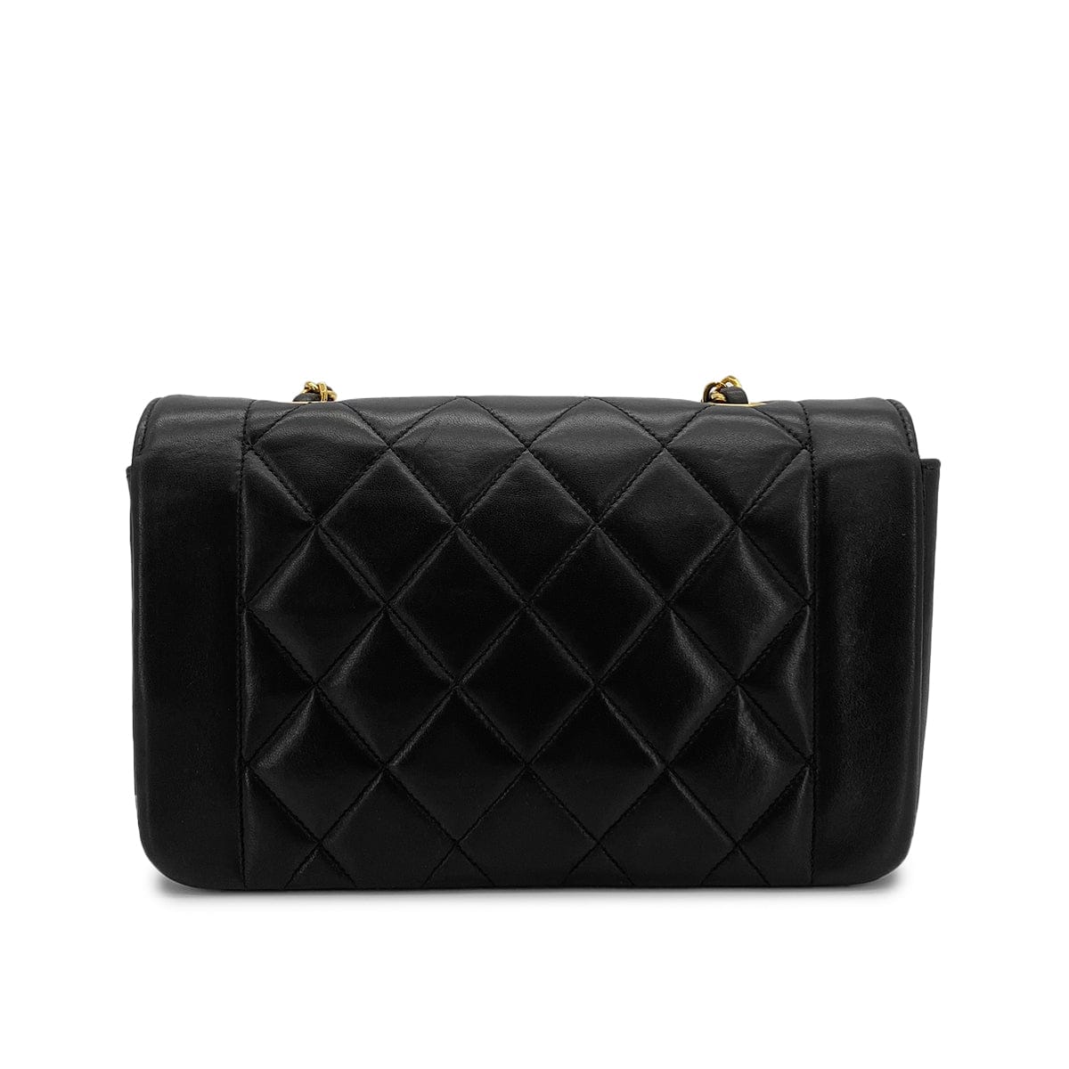 Luxury Promise Japan VINTAGE CHANEL DIANA SMALL CHAIN SHOULDER BAG BLACK LAMB SKIN GOLD HARDWARE 90323095