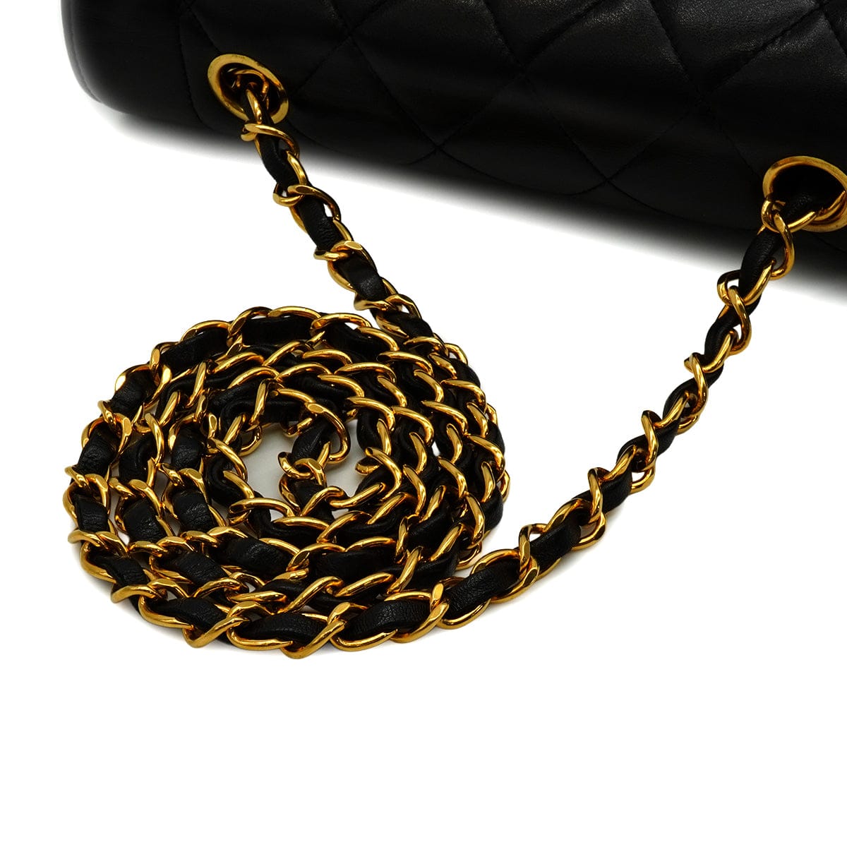 Luxury Promise Japan VINTAGE CHANEL DIANA SMALL CHAIN SHOULDER BAG BLACK LAMB SKIN GOLD HARDWARE 90344092