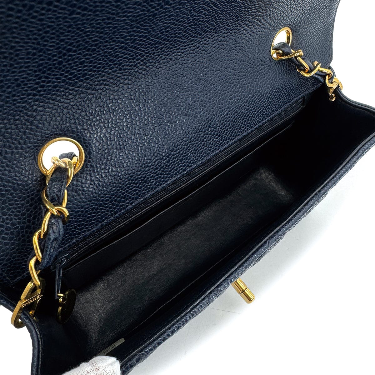 Luxury Promise Japan VINTAGE CHANEL DIANA SMALL CHAIN SHOULDER BAG NAVY CAVIAR SKIN GOLD HARDWARE 90311052