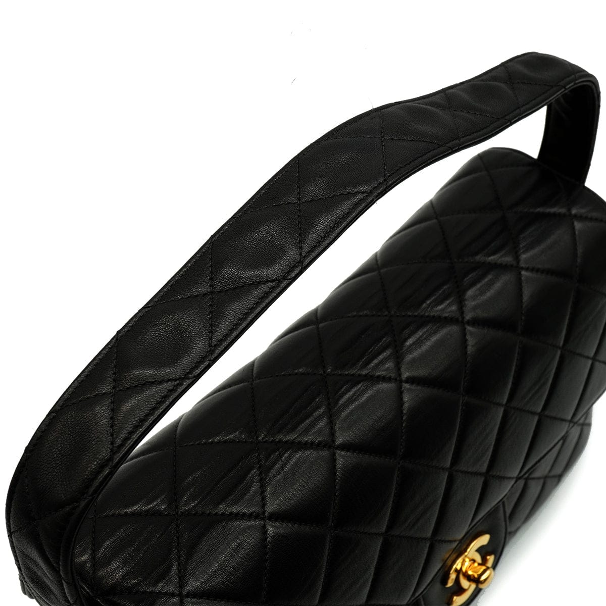 Luxury Promise Japan VINTAGE CHANEL DOUBLE FACE CHAIN SHOULDER BAG BLACK LAMB SKIN GOLD HARDWARE 90346678