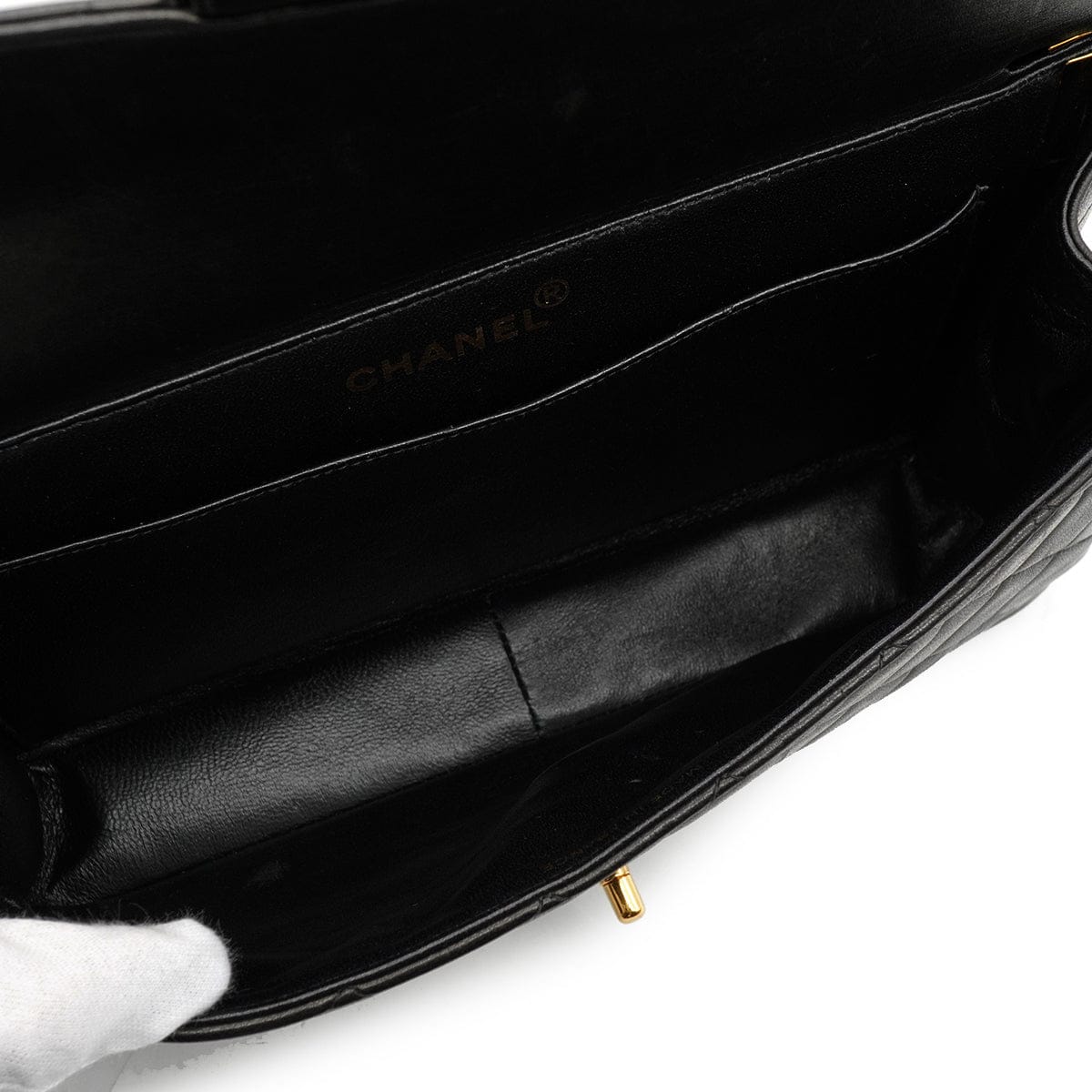 Luxury Promise Japan VINTAGE CHANEL DOUBLE FACE CHAIN SHOULDER BAG BLACK LAMB SKIN GOLD HARDWARE 90346678